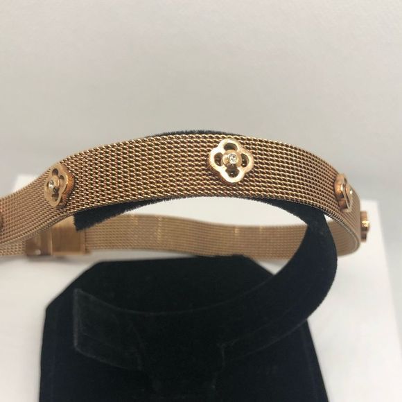 Henri Bendel Rose Gold Bronze Mesh Floral Crystal Choker Wrap Bracelet - Picture 3 of 10